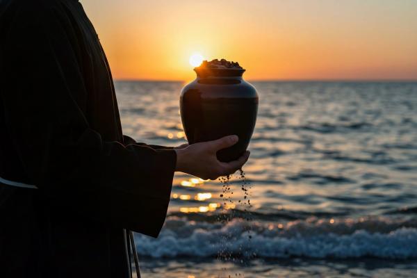 urna funeraria en el mar